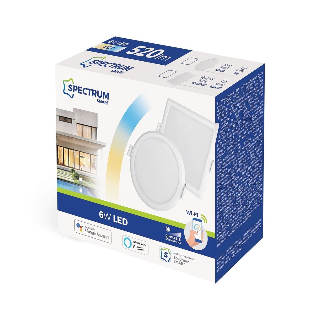 Spectrum UDSALG WiFi LED - dæmpbar forsænket spot 6W - CCT 3000K-6500K - Styring med app for Android og iOS