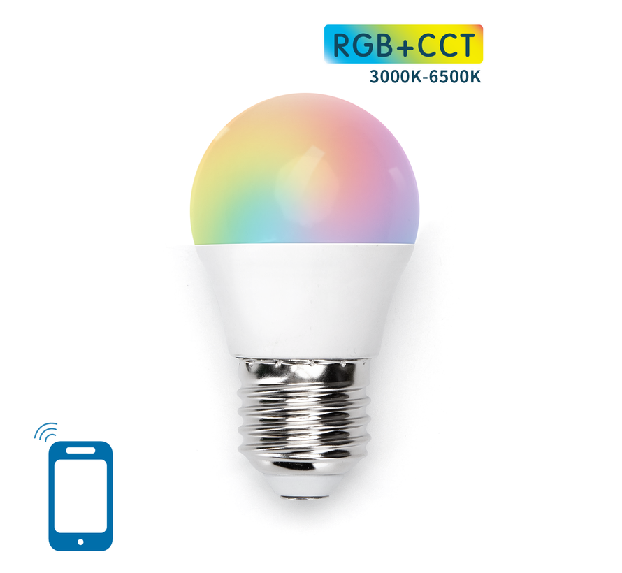 AigoSmart WiFi LED-lampe - E27 6,5 W G45 - RGB+CCT alle lystemperature - Styring med app for Android og iOS