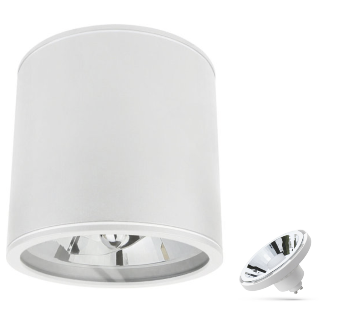 Spectrum WiFi LED AR111 GU10 loftspot hvid  metal rund IP20 - CCT (3000K-6500K) - Styring via appen