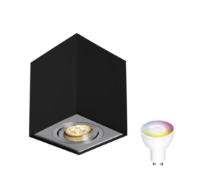 Spectrum WiFi LED loftspot - Kube firkantet - Sort Sølv - Styr med app'en - kan vippes