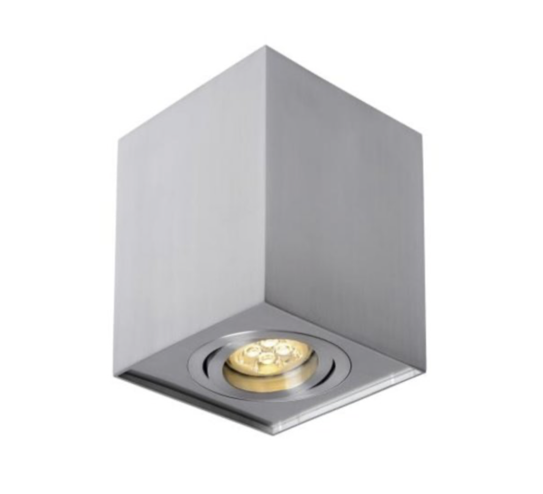 Spectrum WiFi LED loftspot - Kube firkantet - Sølv aluminium - med GU10 fatning - vipbar - Styring med app for Android og iOS