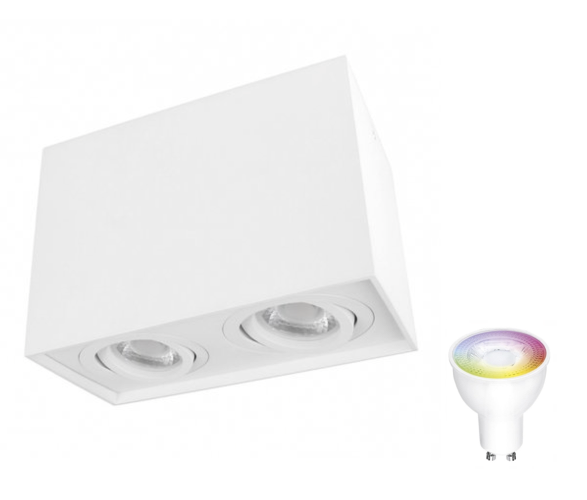 Spectrum WiFi LED loftspot dobbelt vipbar - Cube White - Styring med app for Android og iOS Spectrum WiFi LED loftspot dobbelt vipbar - Cube White - Styring med app for Android og iOS