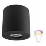 Spectrum WiFi LED loftspot IP65 - Rør rund Sort - med GU10 fatning - Styring med app for Android og iOS