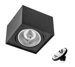 Spectrum WiFi LED loftspot - AR111 GU10 230V - Matt Sort Firkant - CCT (3000K-6500K) - Styring med app for Android og iOS Spectrum WiFi LED loftspot - AR111 GU10 230V - Matt Sort Firkant - CCT (3000K-6500K) - Styring med app for Android og iOS