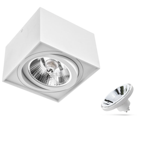 Spectrum WiFi LED AR111 GU10 loftspot - 230V - Mat hvid firkantet - CCT (3000K-6500K) - Styring med app for Android og iOS Spectrum WiFi LED AR111 GU10 loftspot - 230V - Mat hvid firkantet - CCT (3000K-6500K) - Styring med app for Android og iOS