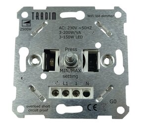 Tradim WiFi LED Dimmer forsænket - 3-200W - Faseskæring Tradim WiFi LED Dimmer forsænket - 3-200W - Faseskæring