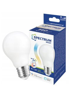 Spectrum Wifi LED-lampe E27 - A60 glødetråd - 5W erstatter 50W CCT 2700K-6400K lys - Styring med app for Android og iOS