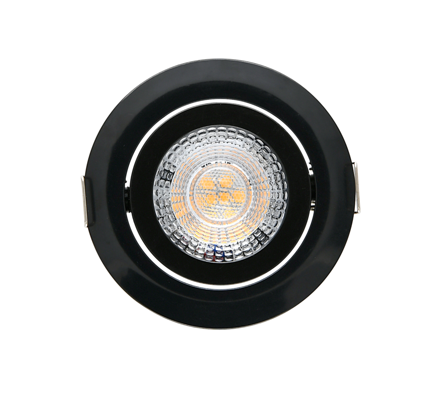 LED forsænket spot dæmpbar sort - 5W erstatter 45W - 3000K Varm hvid - installations diameter 74mm