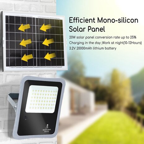 Aigostar Solar Projektørlampe 10XHS IP65 - 50W - 6500K - med fjernbetjening Aigostar Solar Projektørlampe 10XHS IP65 - 50W - 6500K - med fjernbetjening