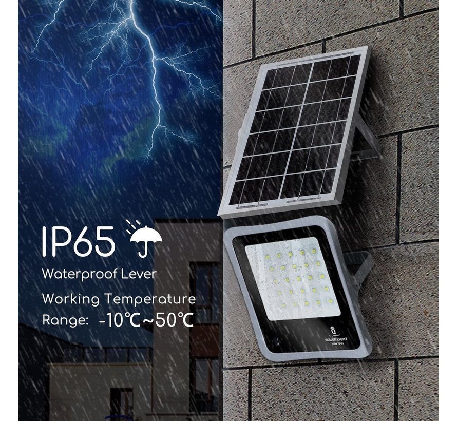 Solar Projektørlampe 10XHS IP65 - 50W - 6500K - med fjernbetjening