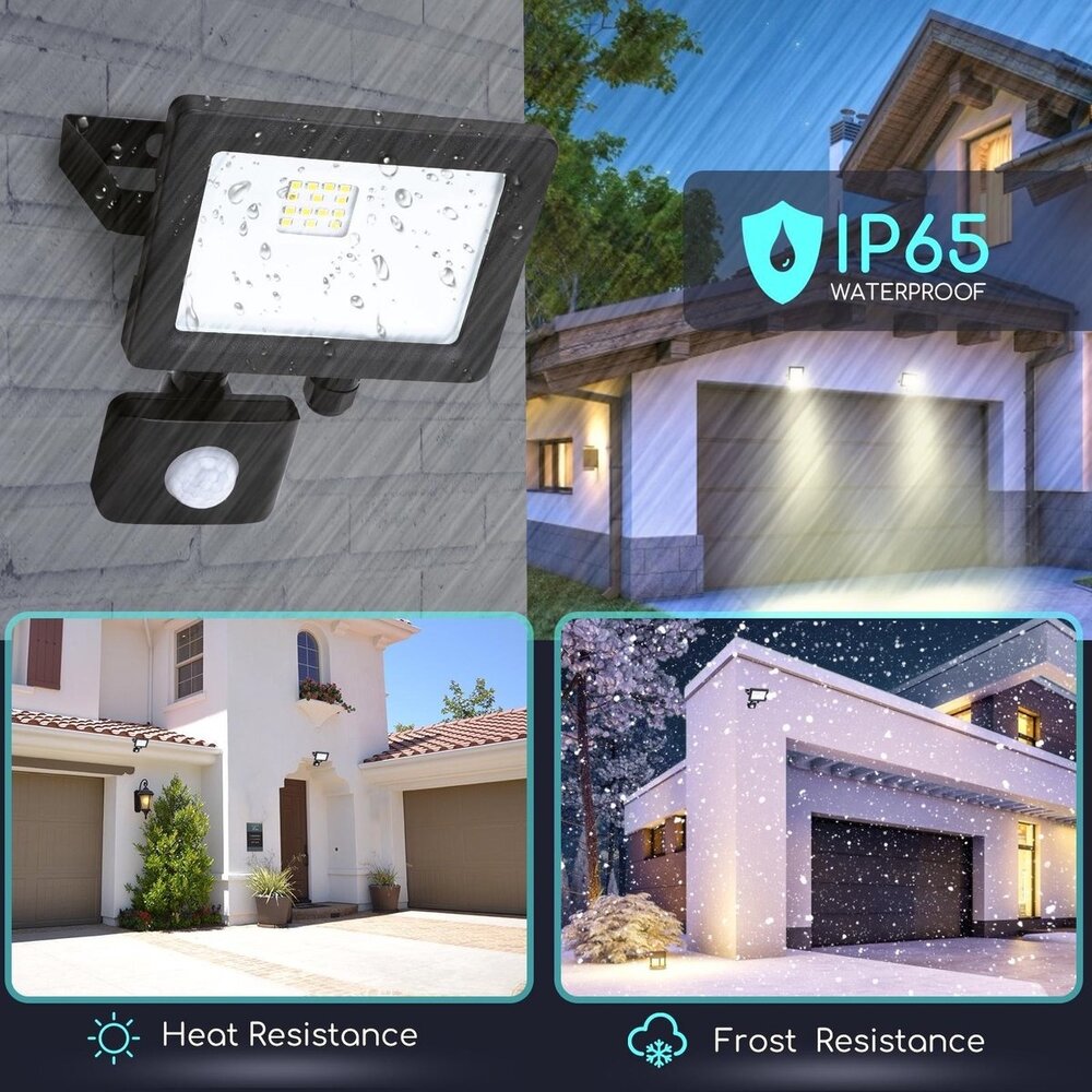 Modee Lighting LED-projetørlampe med sensor IP65 - 10W 900 Lumen - 4000K hvidt lys - 1 års garanti Modee Lighting LED-projetørlampe med sensor IP65 - 10W 900 Lumen - 4000K hvidt lys - 1 års garanti