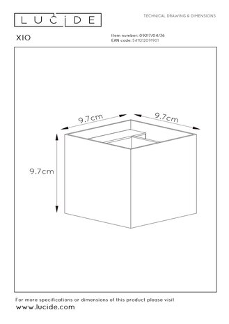 Lucide LED Væglampe XIO Grå - 4W dæmpbar - 2700K Varm hvid