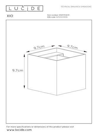 Lucide LED Væglampe XIO Hvid - 4W dæmpbar - 2700K Varm hvid Lucide LED Væglampe XIO Hvid - 4W dæmpbar - 2700K Varm hvid