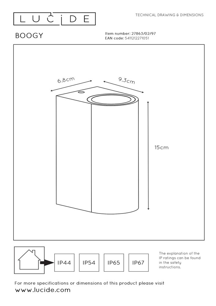 Lucide LED Vægspot BOOGY Rust - 2xGU10 fitting - IP54 Lucide LED Vægspot BOOGY Rust - 2xGU10 fitting - IP54