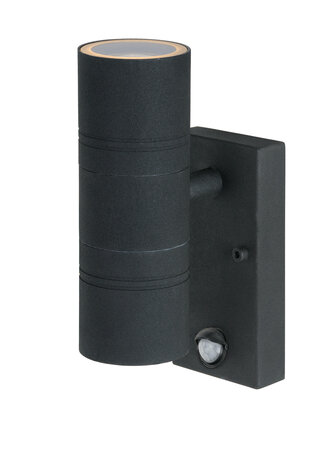 Lucide LED Væglampe ARNE sort - 2x5W 2700K - inkl. bevægelsessensor