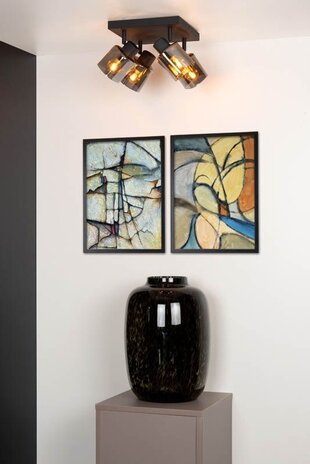 Lucide LED E14 Loftsspot ALION sort - Firedobbelt til 4 LED E14 spots