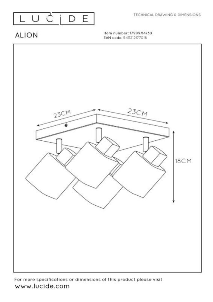 Lucide LED E14 Loftsspot ALION sort - Firedobbelt til 4 LED E14 spots