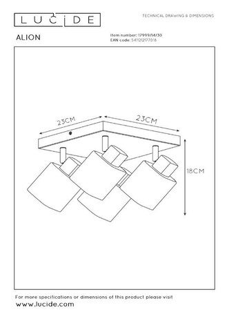 Lucide LED E14 Loftsspot ALION sort - Firedobbelt til 4 LED E14 spots