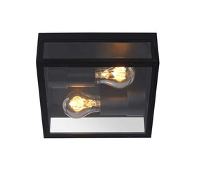 Lucide LED Loftslampe DUKAN sort firkant - 2x E27 Fatning- IP65