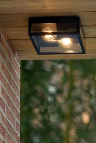Lucide LED Loftslampe DUKAN sort firkant - 2x E27 Fatning- IP65 Lucide LED Loftslampe DUKAN sort firkant - 2x E27 Fatning- IP65
