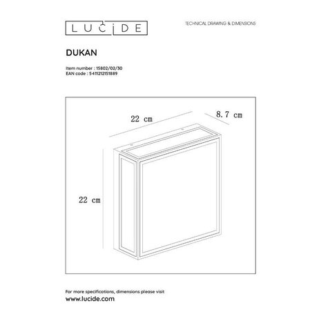 Lucide LED Loftslampe DUKAN sort firkant - 2x E27 Fatning- IP65 Lucide LED Loftslampe DUKAN sort firkant - 2x E27 Fatning- IP65