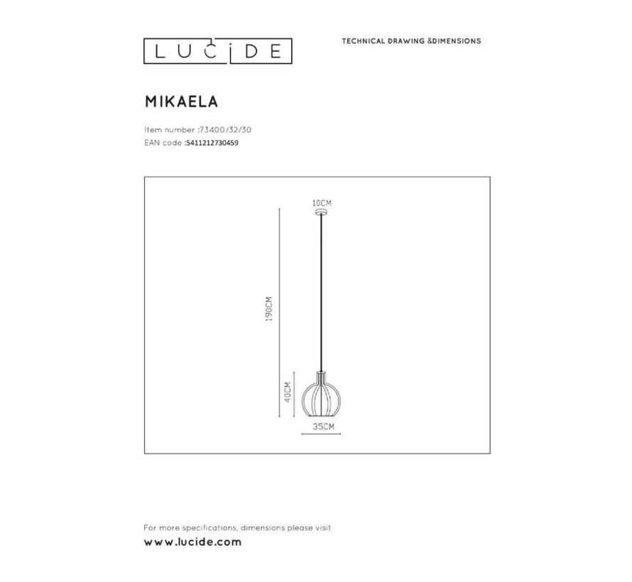 LED Hængelampe MIKAELA sort - 1x E27 armatur