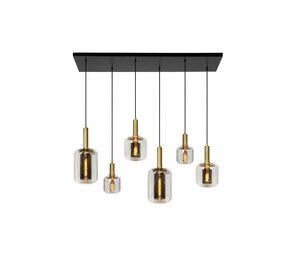 Lucide LED pendellampe JOANET mat guld - 6x E27 fatning - Fumé Lucide LED pendellampe JOANET mat guld - 6x E27 fatning - Fumé