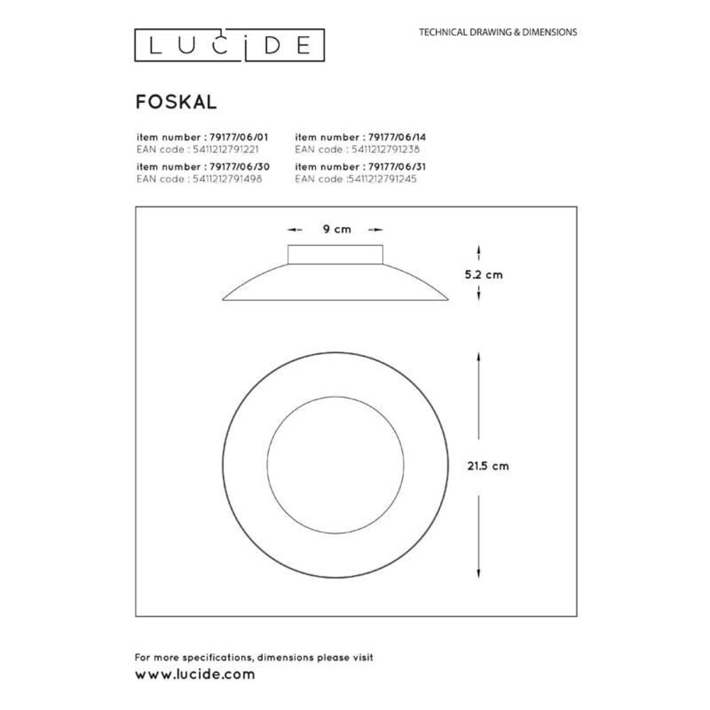 Lucide LED Loftslampe FOSKAL sort - 7W 2700K