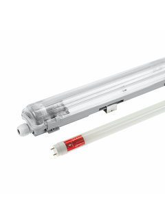 60cm LED-armatur IP65 + 1 LED-rør 10W - 4000K 840 klart hvidt lys - Komplet