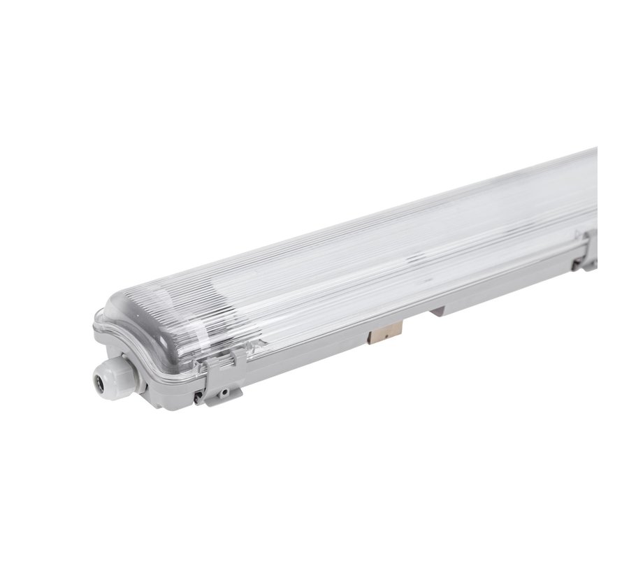 60 cm LED armatur IP65 + 2 LED lysstofrør 18W p/s - 4000K 840 lysere hvidt lys - Komplet
