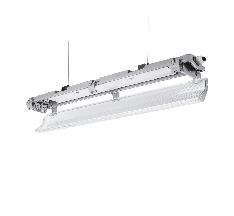 60cm LED armatur IP65 + 2 LED lysstofrør 18W p/s - 6000K 865 dagslys hvid - Komplet