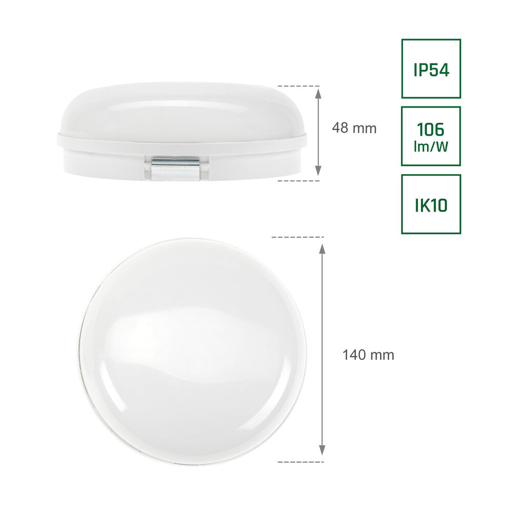 LED loftslampe ECO 260x55cm - 18W 1250lm - IP44 fugtbestandig - 3000K Varm hvid