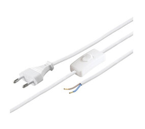 Aigostar Tilslutningsstik hvid - 150cm - med tænd-sluk-kontakt - 2-leder åben ende