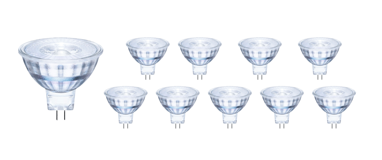 Multipakke 10 styk - GU5.3 LED spots - 3W erstatter 25W - Valgfri lystemperatur