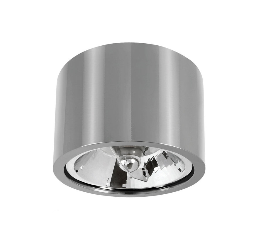 LED AR111 GU10 loftspot sølv metal rund IP20 - Ekskl. LED spot