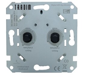 Tradim LED Dimmer DUO forsænket - 1-100W - Faseskæring Tradim LED Dimmer DUO forsænket - 1-100W - Faseskæring