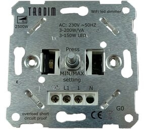 Tradim Zigbee LED Dimmer forsænket - 3-200W - Faseskåret