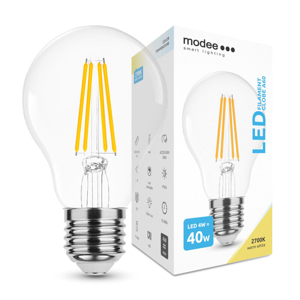 Modee Lighting LED glødetrådspære - E27 A60 4W - 2700K Varm hvid Modee Lighting LED glødetrådspære - E27 A60 4W - 2700K Varm hvid