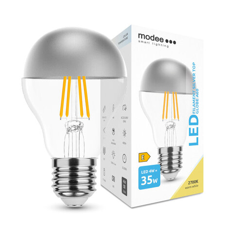 Modee Lighting ED Filament Spejl pære - E27 A60 4W - 2700K Varm hvid Modee Lighting ED Filament Spejl pære - E27 A60 4W - 2700K Varm hvid