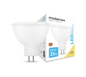 Modee Lighting LED spot GU5.3 - 5W erstatter 35W - 2700K Varm hvid Modee Lighting LED spot GU5.3 - 5W erstatter 35W - 2700K Varm hvid