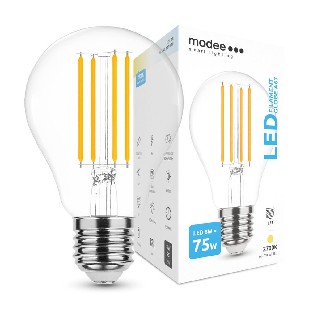 Modee Lighting LED glødelampe - E27 A67 8W - 2700K Varm hvid Modee Lighting LED glødelampe - E27 A67 8W - 2700K Varm hvid