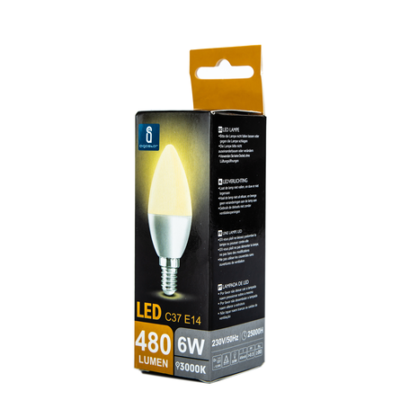 Aigostar LED pære E14 - C37 6W - 3000K Varm hvid Aigostar LED pære E14 - C37 6W - 3000K Varm hvid