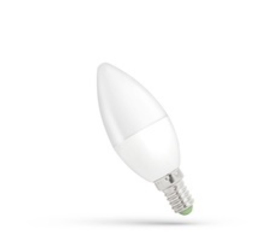 LED-lampe E14 - C37 - 6W erstatter 60W - 6000K dagslys hvid