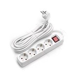 Aigostar Stikkontakt 4-vejs med tænd-sluk-kontakt - 5m stik Aigostar Stikkontakt 4-vejs med tænd-sluk-kontakt - 5m stik