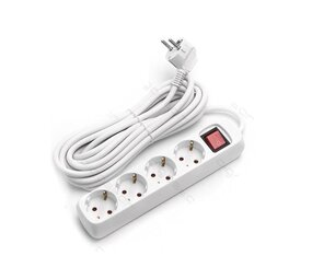 Aigostar Stikkontakt 4-vejs med tænd-sluk-kontakt - 5m stik Aigostar Stikkontakt 4-vejs med tænd-sluk-kontakt - 5m stik