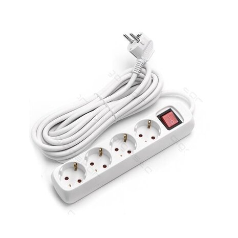 Aigostar Stikkontakt 4-vejs med tænd-sluk-kontakt - 5m stik Aigostar Stikkontakt 4-vejs med tænd-sluk-kontakt - 5m stik