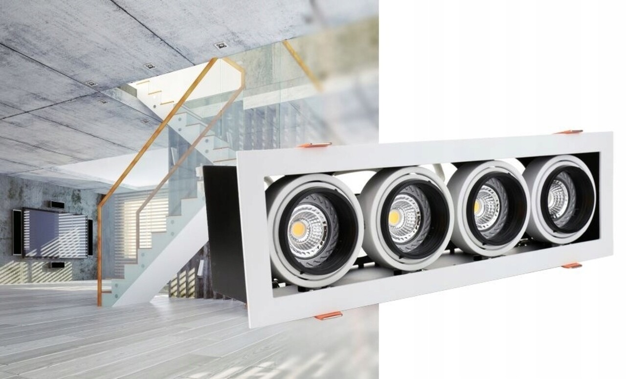 LED forsænket spotarmatur Modern Mini - Rektangulær med 4 GU10 tilslutninger LED forsænket spotarmatur Modern Mini - Rektangulær med 4 GU10 tilslutninger