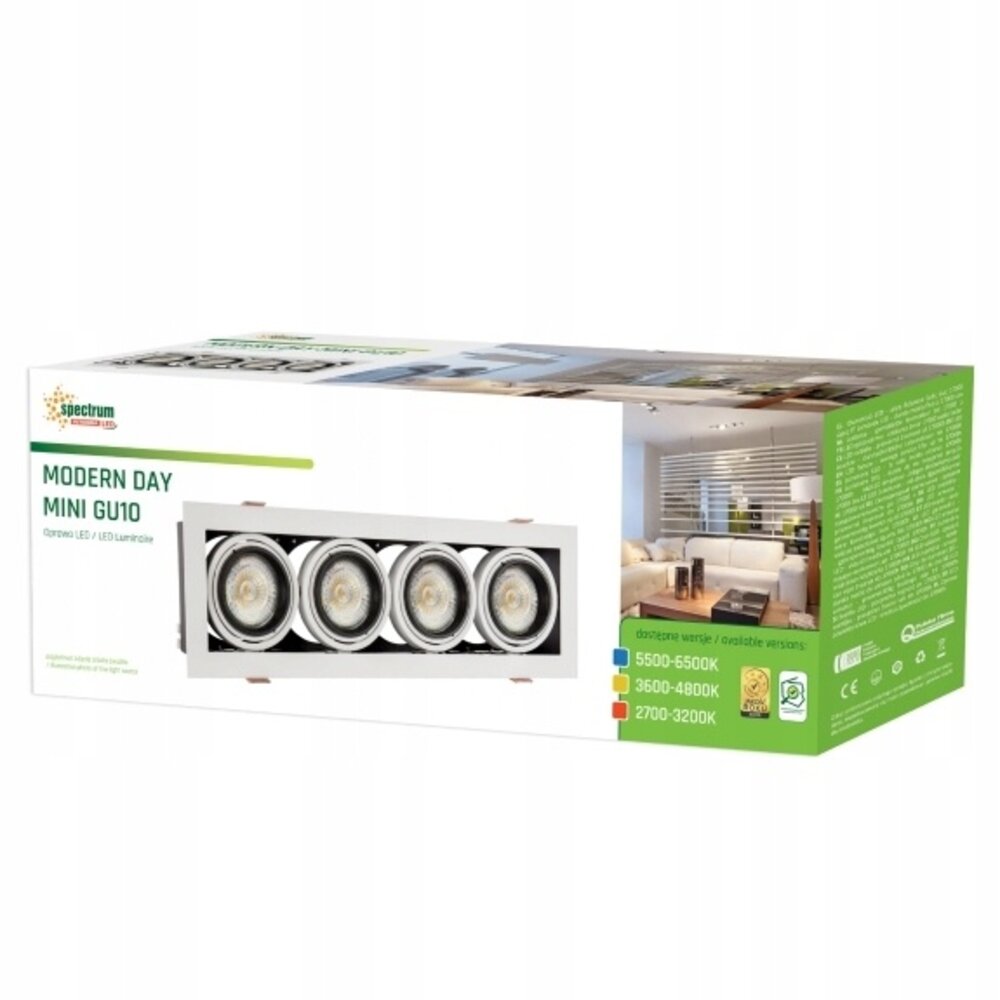 LED forsænket spotarmatur Modern Mini - Rektangulær med 4 GU10 tilslutninger LED forsænket spotarmatur Modern Mini - Rektangulær med 4 GU10 tilslutninger