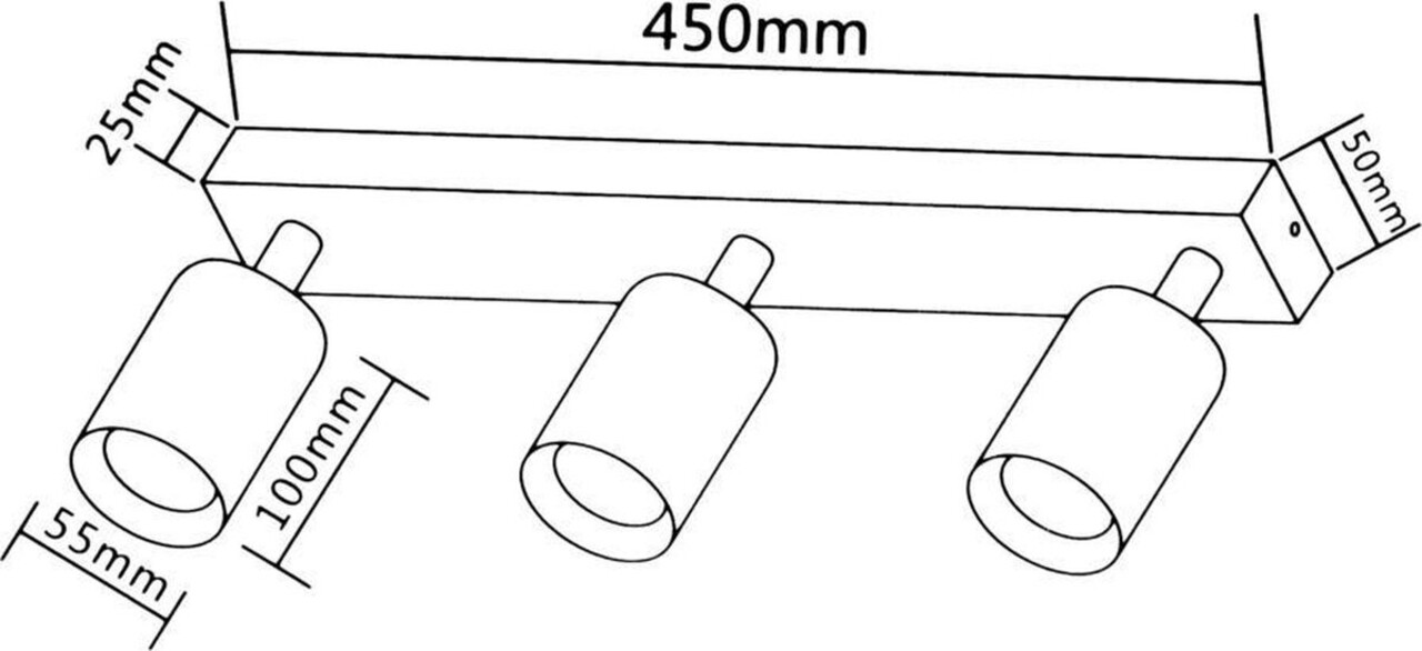 LED påbygningsspot sort - 3 justerbare spots - GU10-fatning