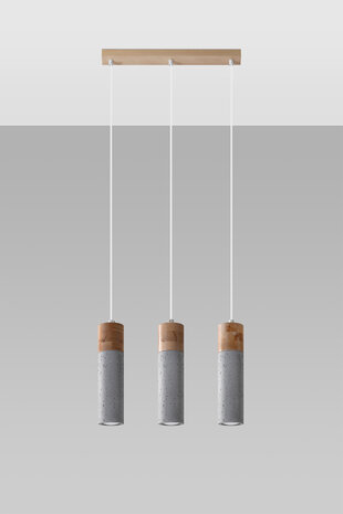 LED Pendel beton træ ZANE - 3 x GU10 Fatning LED Pendel beton træ ZANE - 3 x GU10 Fatning